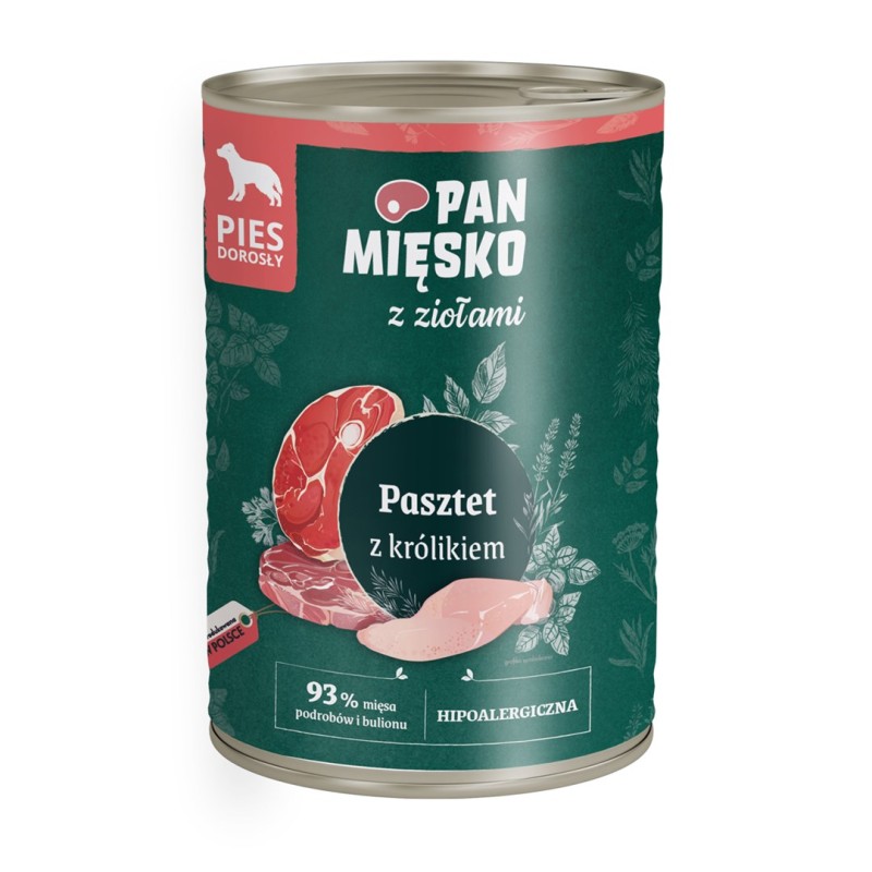 PAN MIĘSKO with herbs Rabbit pate - wet dog food - 400g PAN MIĘSKO with herbs Rabbit pate - wet dog food - 400g