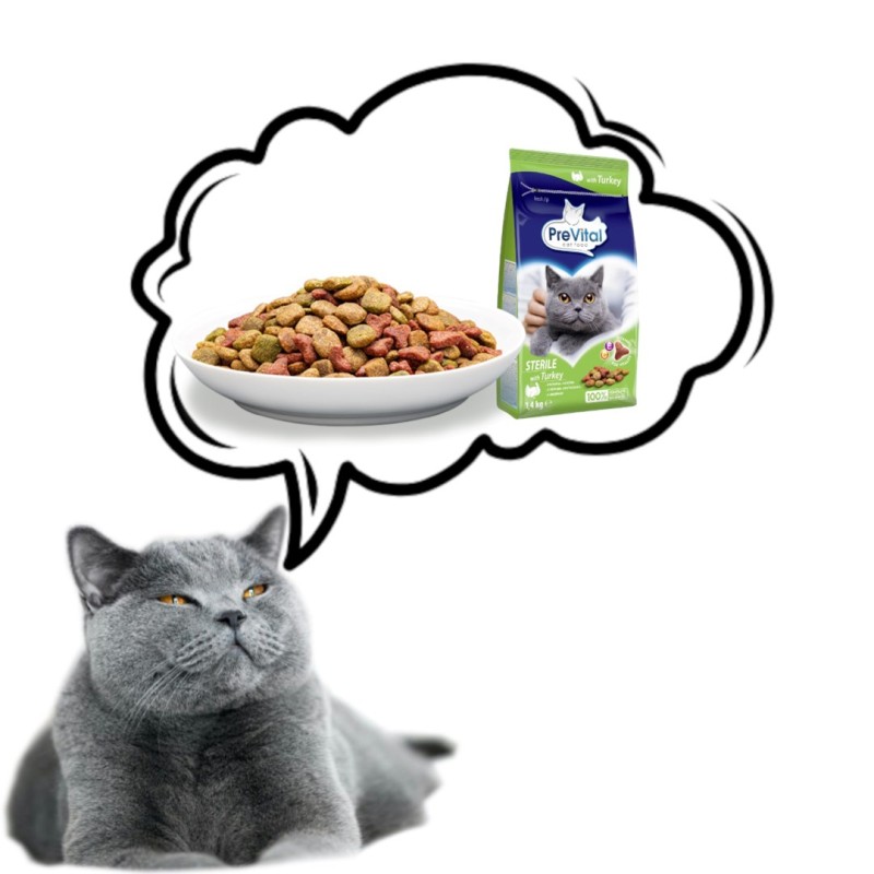 PREVITAL Cat Food Sterile with Turkey - Dry Cat Food - 1.4 kg
