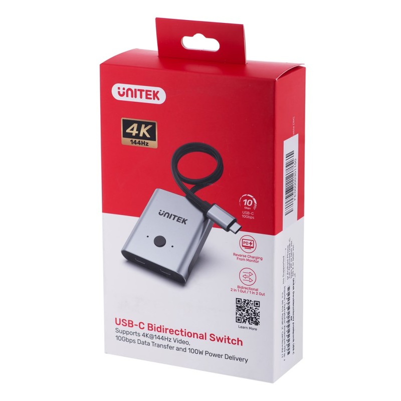 Unitek two-way Signal Switch USB-C, 2 in 1 out 4K Unitek two-way Signal Switch USB-C, 2 in 1 out 4K
