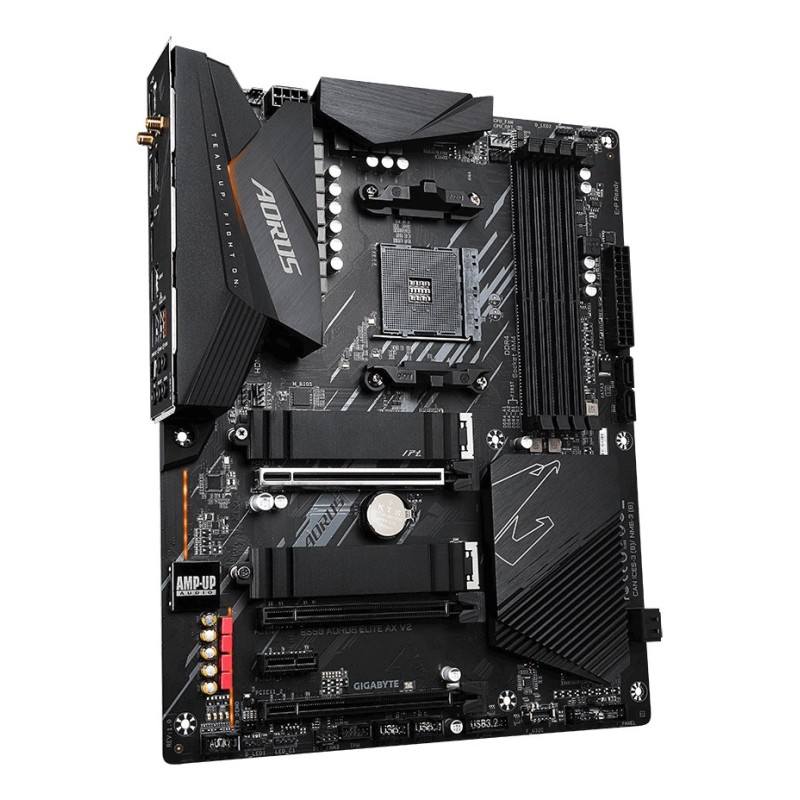 GIGABYTE B550 AORUS ELITE AX V2 Motherboard - Supports AMD Ryzen 5000 Series AM4 CPUs, 12+2 Phases Digital Twin Power Design, up to 4733MHz DDR4 (OC), 2xPCIe 3.0 M.2, WiFi 6E, 2.5GbE LAN, USB 3.2 Gen1 GIGABYTE B550 AORUS ELITE AX V2 Motherboard - Supports AMD Ryzen 5000 Series AM4 CPUs, 12+2 Phases Digital Twin Power Design, up to 4733MHz DDR4 (OC), 2xPCIe 3.0 M.2, WiFi 6E, 2.5GbE LAN, USB 3.2 Gen1