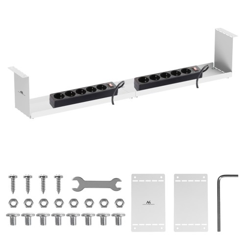 Maclean compact under-desk cable organizer, max load 5kg, white, MC-107 W