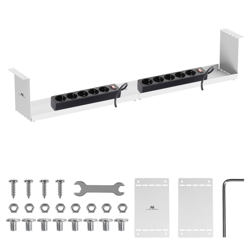 Maclean compact under-desk cable organizer, max load 5kg, white, MC-107 W