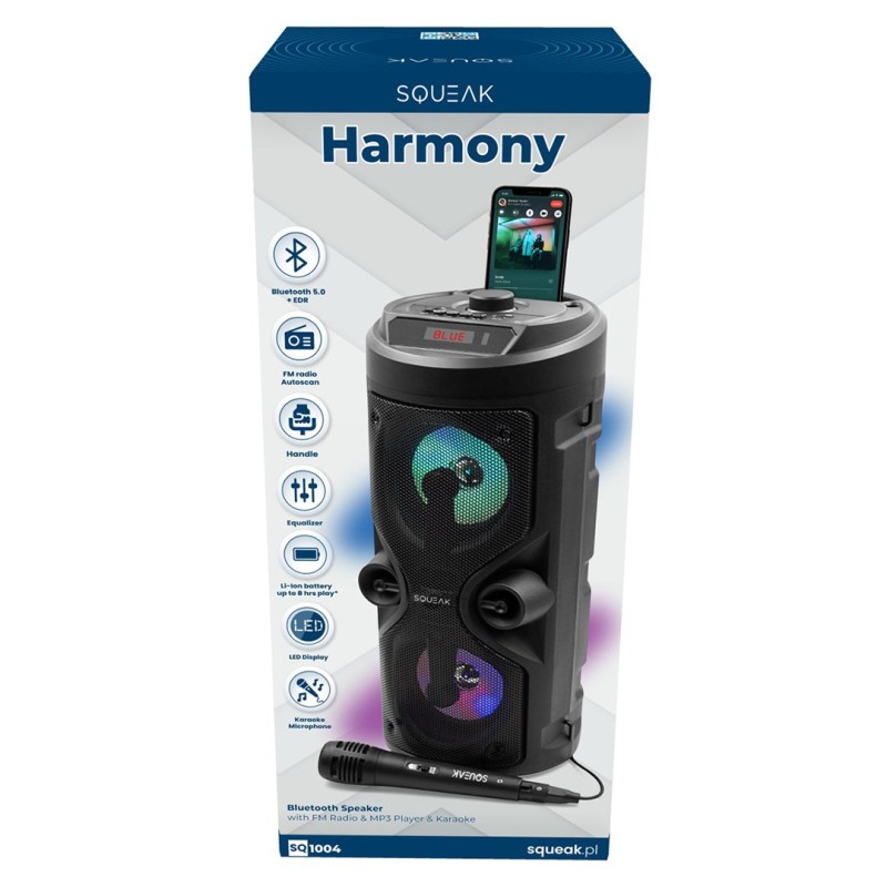 SQUEAK KARAOKE SPEAKER HARMONY BT 5.0 SQ1004 SQUEAK KARAOKE SPEAKER HARMONY BT 5.0 SQ1004
