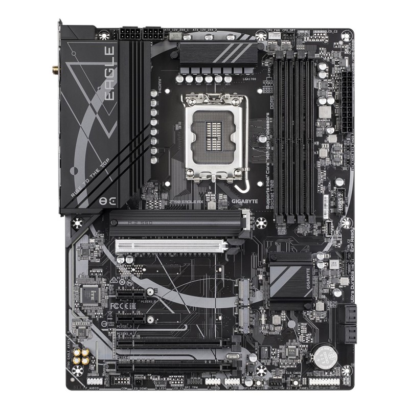 GIGABYTE Z790 EAGLE AX Motherboard - Supports Intel Core 14th Gen CPUs, 12+1+1Phases Digital VRM, up to 7600MHz DDR5 (OC), 3xPCIe 4.0 M.2, Wi-Fi 6E, 2.5GbE LAN, USB 3.2 Gen 2 GIGABYTE Z790 EAGLE AX Motherboard - Supports Intel Core 14th Gen CPUs, 12+1+1Phases Digital VRM, up to 7600MHz DDR5 (OC), 3xPCIe 4.0 M.2, Wi-Fi 6E, 2.5GbE LAN, USB 3.2 Gen 2