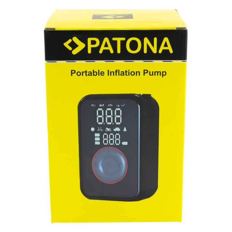 PATONA Electric tire inflator 10.3 bar / 150 PSI Powerbank and LED light Black