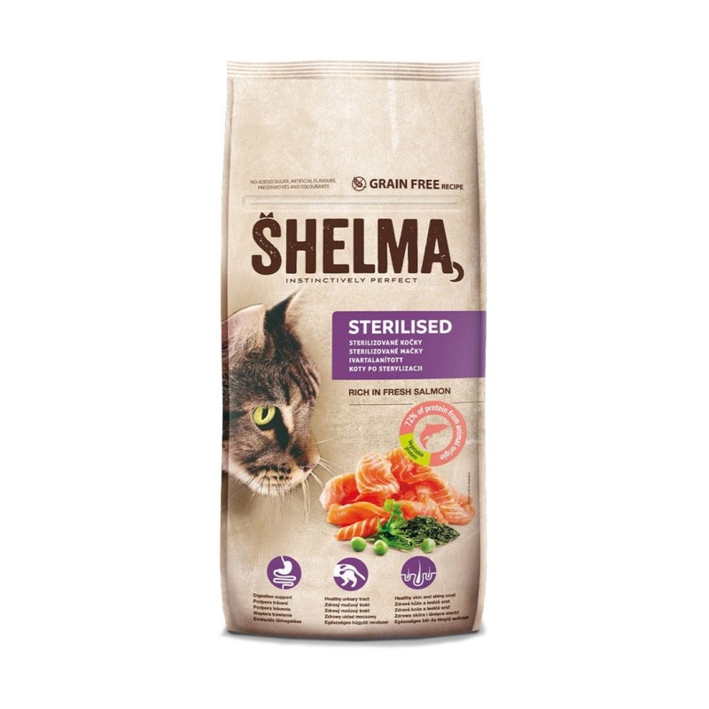 SHELMA Sterilised Salmon - dry cat food - 8kg