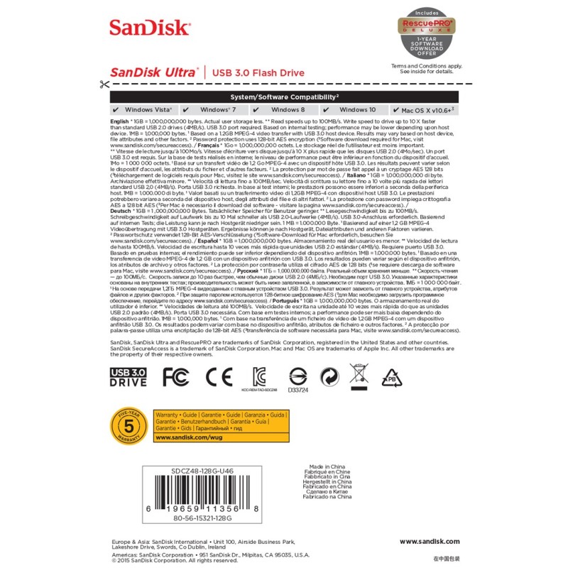 SanDisk Ultra USB flash drive 128 GB USB Type-A 3.2 Gen 1 (3.1 Gen 1) Black SanDisk Ultra USB flash drive 128 GB USB Type-A 3.2 Gen 1 (3.1 Gen 1) Black