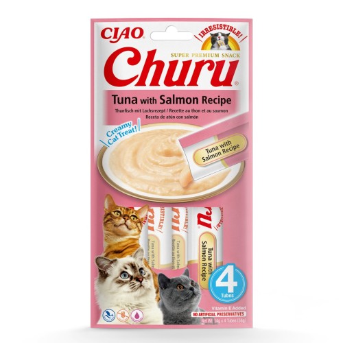 INABA Churu Tuna with salmon - cat treats - 4x14 g INABA Churu Tuna with salmon - cat treats - 4x14 g
