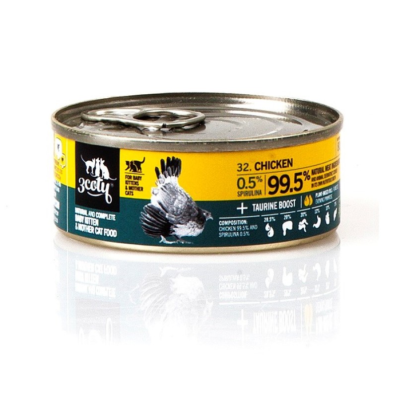 3COTY Chicken with spirulina For kittens and nursing cats - wet cat food - 80g 3COTY Chicken with spirulina For kittens and nursing cats - wet cat food - 80g