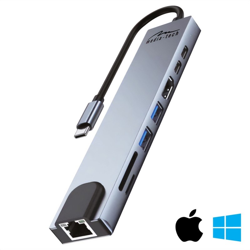 MEDIA-TECH USB HUB 8 IN 1 GIGA LAN HUB MT5046 MEDIA-TECH USB HUB 8 IN 1 GIGA LAN HUB MT5046