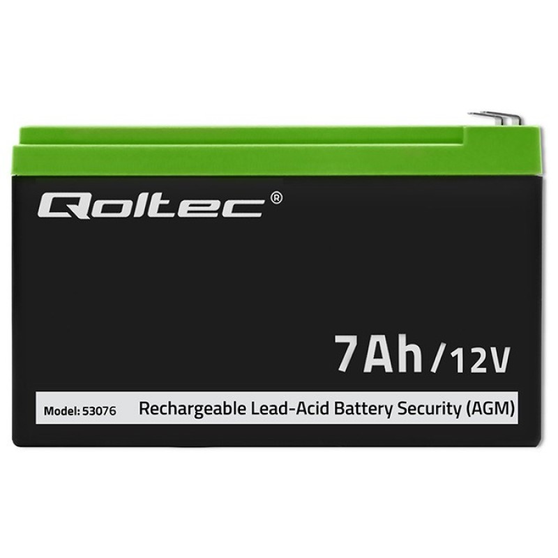 Qoltec 53076 AGM battery | 12V | 7Ah | max. 105A | Security