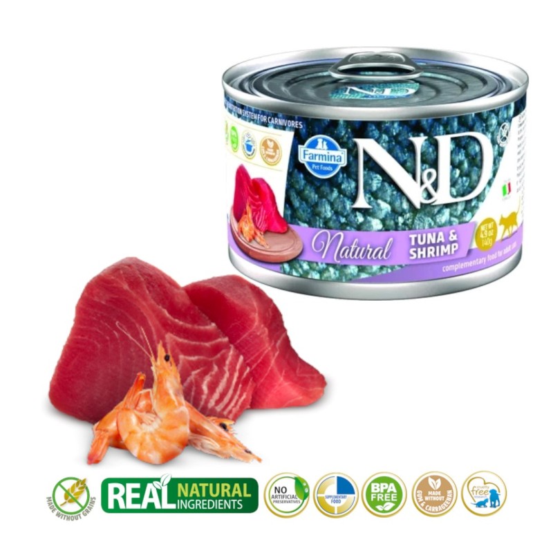 FARMINA N&D Cat Natural Tuna&Shrimp- wet cat food - 140 g FARMINA N&D Cat Natural Tuna&Shrimp- wet cat food - 140 g