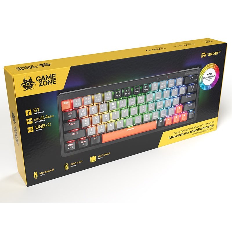 Mechanical keyboard Tracer GAMEZONE EVO1 HOT SWAP 63 (Grey) TRAKLA47297 Mechanical keyboard Tracer GAMEZONE EVO1 HOT SWAP 63 (Grey) TRAKLA47297