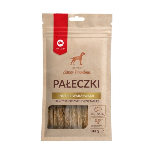 MACED Turkey sticks with vegetables - Dog treat - 100g MACED Turkey sticks with vegetables - Dog treat - 100g