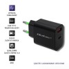 Qoltec 51713 Charger | 18W | 5-12V | 1.5-3A | USB type C PD | USB QC 3.0 | Black