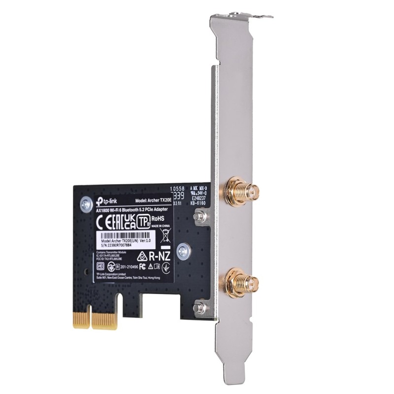 TP-Link AX1800 Wi-Fi 6 Bluetooth 5.2 PCIe Adapter TP-Link AX1800 Wi-Fi 6 Bluetooth 5.2 PCIe Adapter