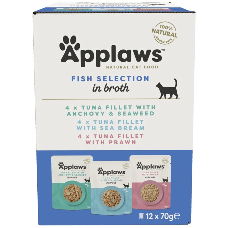 APPLAWS Fish selection multipack in broth - wet cat food - 12x70g