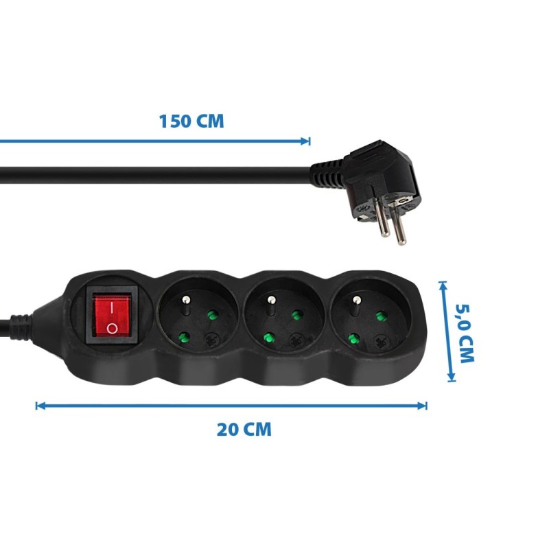 Esperanza ELK210K Power strip 3GN/1,5M Black Esperanza ELK210K Power strip 3GN/1,5M Black