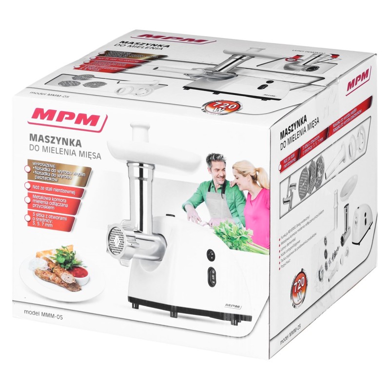MPM MMM-05 mincer 650 W Stainless steel, White MPM MMM-05 mincer 650 W Stainless steel, White