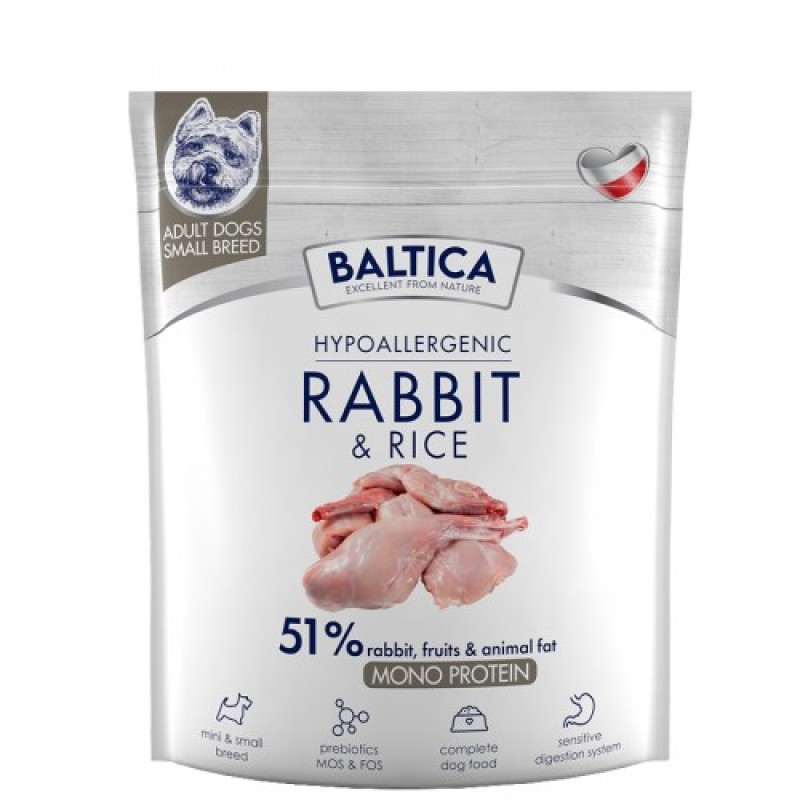 BALTICA Nutraceutic Hypoallergenic S Rabbit with rice - dry dog food - 1kg