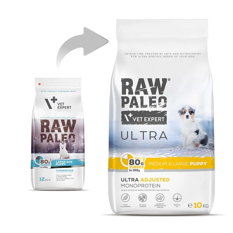 VET EXPERT RAW PALEO Ultra Medium&Large Puppy Turkey - dry food for puppies - 10 kg VET EXPERT RAW PALEO Ultra Medium&Large Puppy Turkey - dry food for puppies - 10 kg