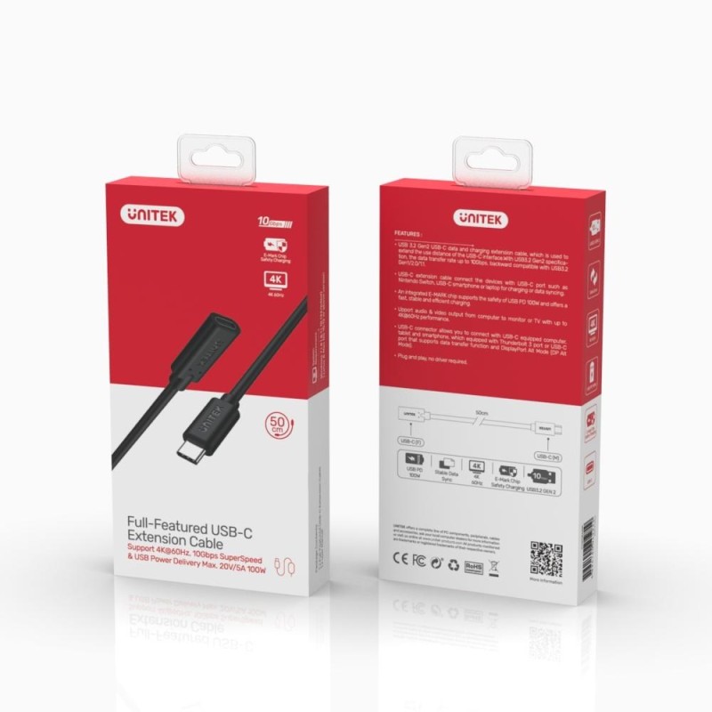 UNITEK C14086BK USB cable USB 3.2 Gen 2 (3.1 Gen 2) 0.5 m USB C Black UNITEK C14086BK USB cable USB 3.2 Gen 2 (3.1 Gen 2) 0.5 m USB C Black