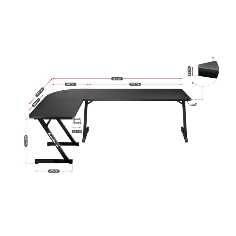 Huzaro Hero 7.0 computer desk Black Huzaro Hero 7.0 computer desk Black