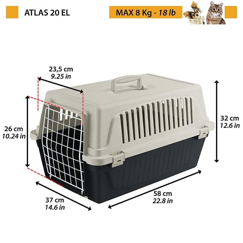 FERPLAST Atlas 20 EL - pet carrier, grey black FERPLAST Atlas 20 EL - pet carrier, grey black