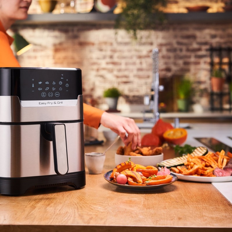 Tefal Easy Fry & Grill EY505D Single 4.2 L Stand-alone 1550 W Hot air fryer Stainless steel Tefal Easy Fry & Grill EY505D Single 4.2 L Stand-alone 1550 W Hot air fryer Stainless steel