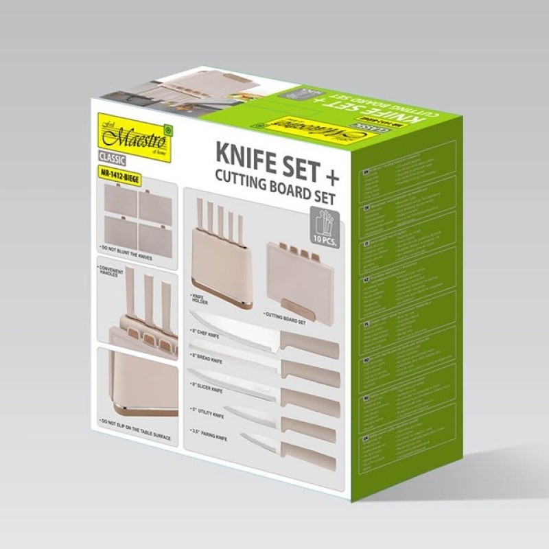 Maestro MR-1412-BEIGE Knife set with block + Cutting board set Beige Maestro MR-1412-BEIGE Knife set with block + Cutting board set Beige