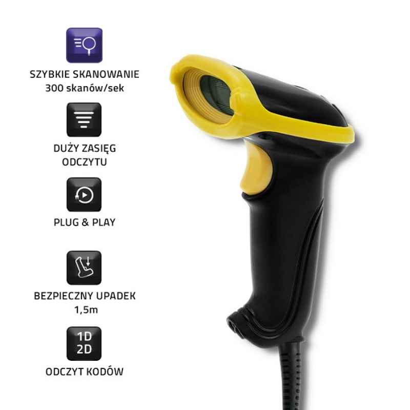 Qoltec 50867 Laser reader 1D | 2D | USB | Black Qoltec 50867 Laser reader 1D | 2D | USB | Black