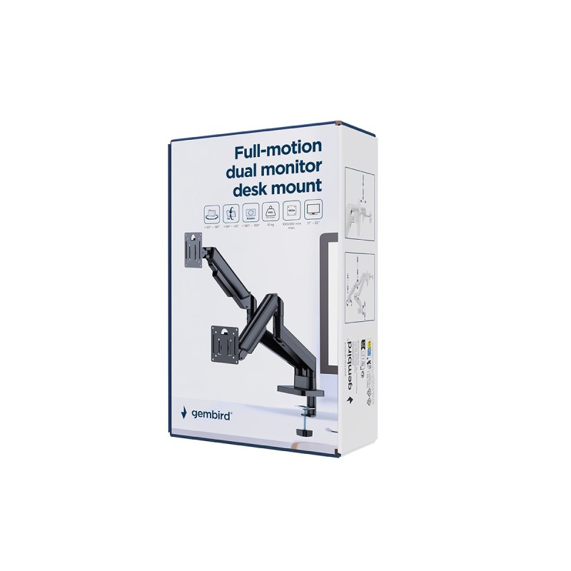 Gembird MA-DA2-06 Desk mounted adjustable double monitor arm 17 Gembird MA-DA2-06 Desk mounted adjustable double monitor arm 17