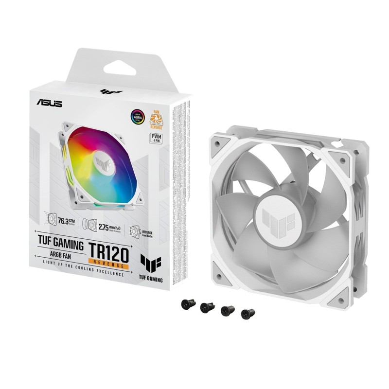 ASUS TUF GAMING TR120 ARGB REVERSE 1-pack White Computer case Air cooler 12 cm ASUS TUF GAMING TR120 ARGB REVERSE 1-pack White Computer case Air cooler 12 cm
