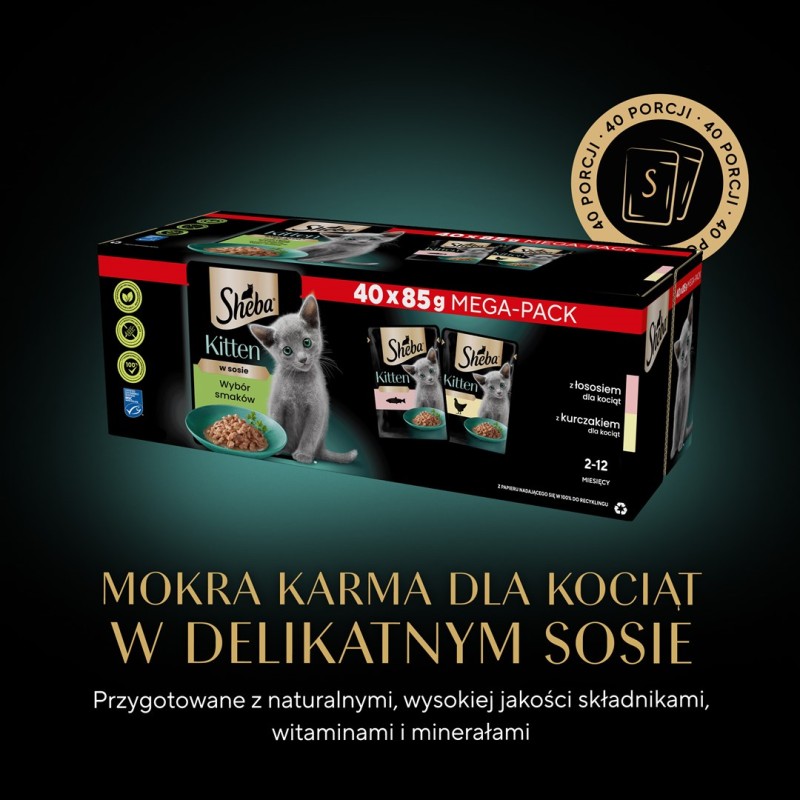 SHEBA Kitten Selection of Flavors in Sauce - wet cat food - 40x85 g SHEBA Kitten Selection of Flavors in Sauce - wet cat food - 40x85 g