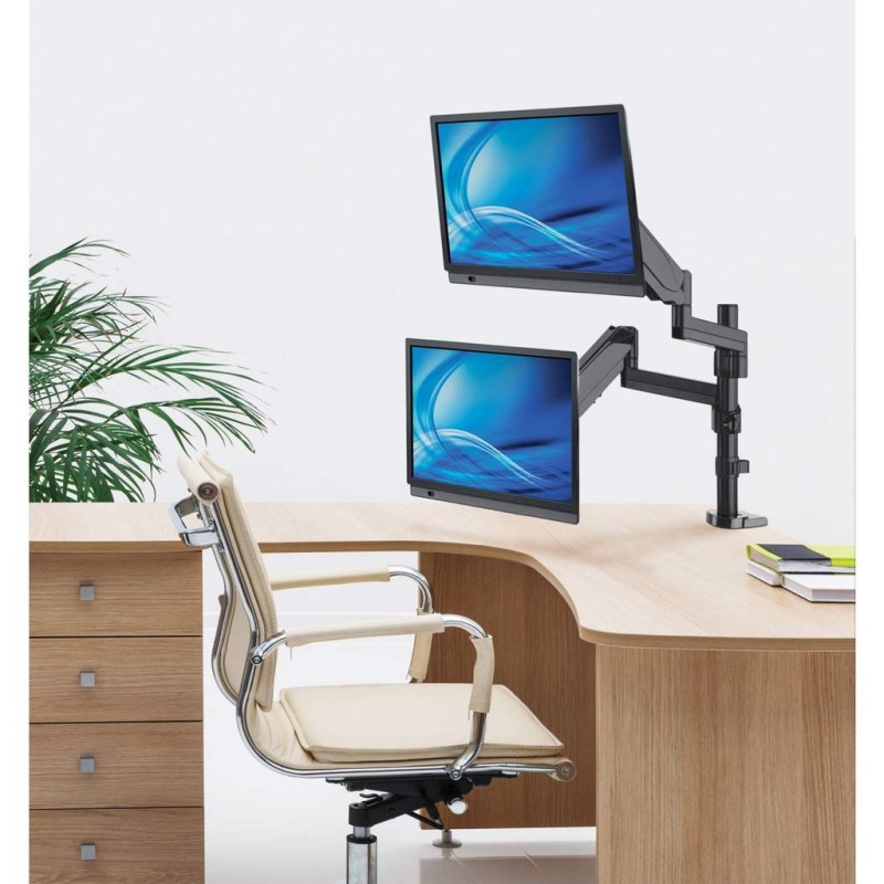 Manhattan TV & Monitor Mount, Desk, Full Motion (Gas Spring), 2 screens, Screen Sizes: 10-27 Manhattan TV & Monitor Mount, Desk, Full Motion (Gas Spring), 2 screens, Screen Sizes: 10-27