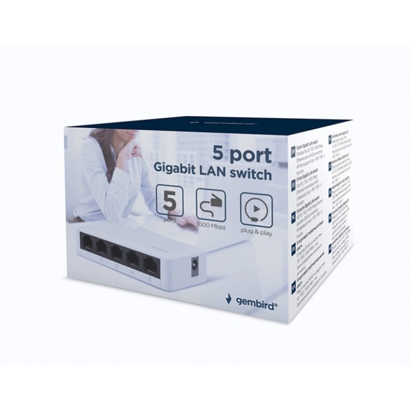 GEMBIRD 5-PORT GIGABIT LAN SWITCH WHITE GEMBIRD 5-PORT GIGABIT LAN SWITCH WHITE