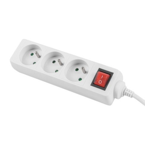 LANBERG POWER STRIP 3M WHITE, 3X 230V PL, WITH SWITCH