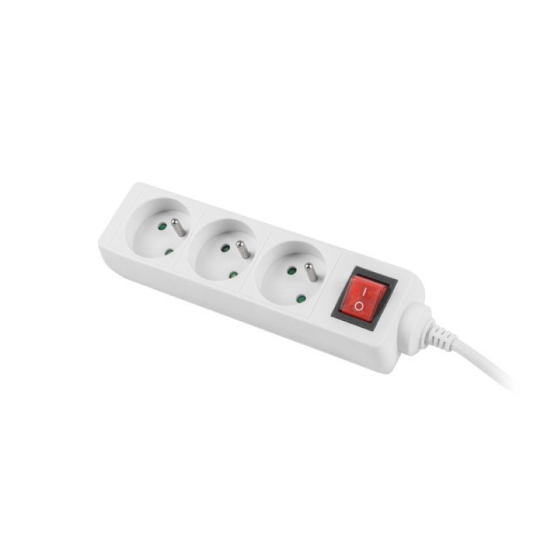 LANBERG POWER STRIP 3M WHITE, 3X 230V PL, WITH SWITCH LANBERG POWER STRIP 3M WHITE, 3X 230V PL, WITH SWITCH