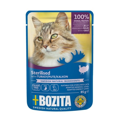 BOZITA sterilised pieces in jelly with turkey - wet cat food - 85g BOZITA sterilised pieces in jelly with turkey - wet cat food - 85g