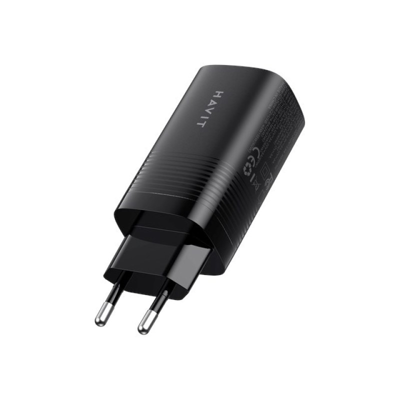 Havit UC20 - GaN 65 W three-port travel charger, black Havit UC20 - GaN 65 W three-port travel charger, black