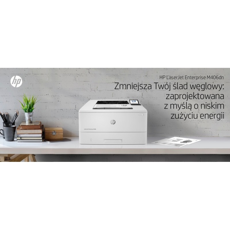 HP LaserJet Enterprise M406dn, Black and white, Printer for Business, Print, Compact Size; Strong Security; Two-sided printing; Energy Efficient; Front-facing USB printing HP LaserJet Enterprise M406dn, Black and white, Printer for Business, Print, Compact Size; Strong Security; Two-sided printing; Energy Efficient; Front-facing USB printing