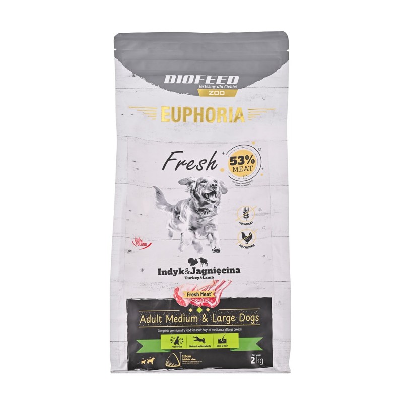 BIOFEED Euphoria Fresh Adult Medium & Large Turkey with lamb - dry dog food - 2kg
