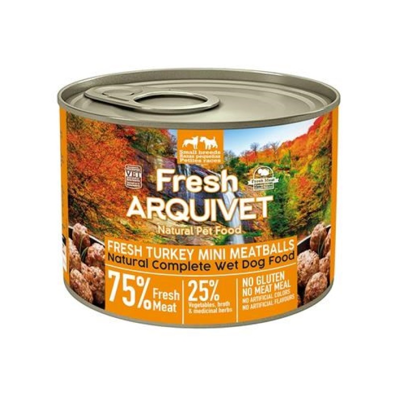 ARQUIVET Fresh Turkey Mini Meatballs - wet dog food - 200g