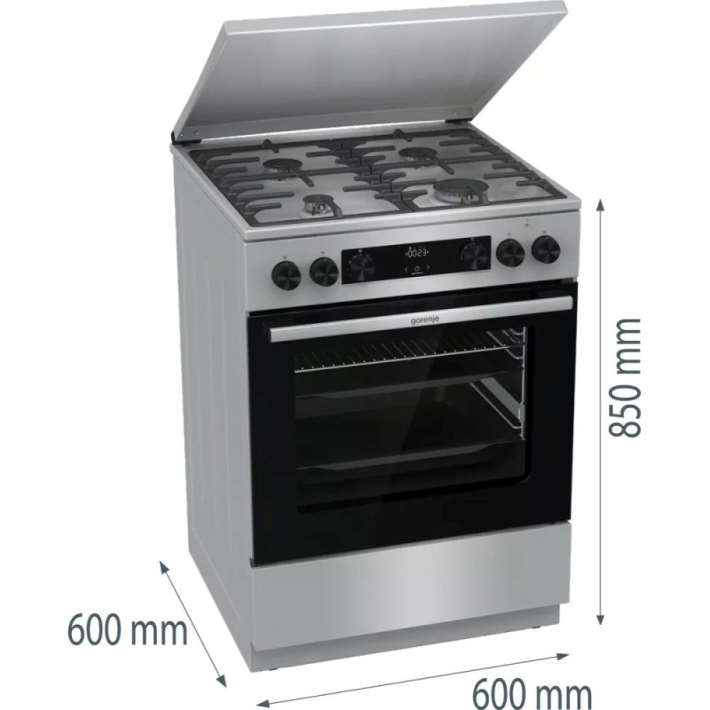 Gorenje GKS6C71XF Freestanding cooker with oven Silver Gorenje GKS6C71XF Freestanding cooker with oven Silver