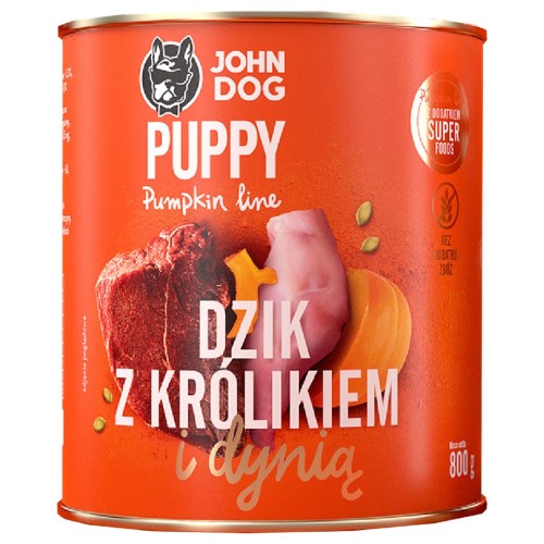 JOHN DOG Pumpkin Puppy Wild boar with rabbit and pumpkin - wet dog food - 800g JOHN DOG Pumpkin Puppy Wild boar with rabbit and pumpkin - wet dog food - 800g