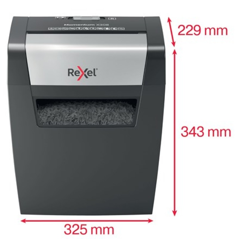 Rexel Momentum X308 paper shredder Particle-cut shredding Black, Grey Rexel Momentum X308 paper shredder Particle-cut shredding Black, Grey