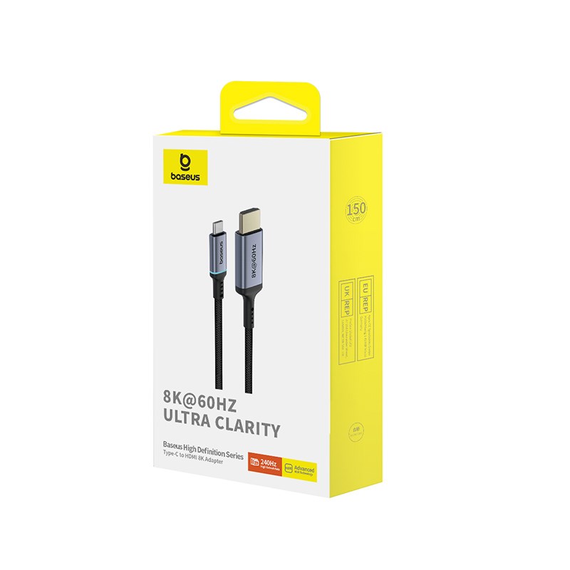 Baseus High Definition Series Flexible USB C to HDMI8K cable 1.5 m Black Baseus High Definition Series Flexible USB C to HDMI8K cable 1.5 m Black