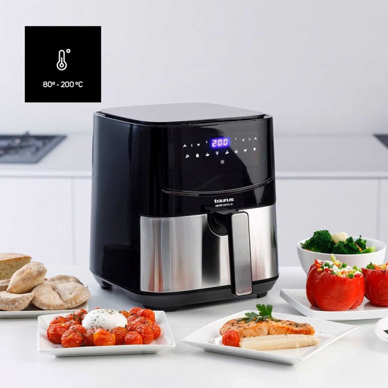 Taurus AF1450XD Single 5 L Stand-alone 1450 W Hot air fryer Black, Stainless steel Taurus AF1450XD Single 5 L Stand-alone 1450 W Hot air fryer Black, Stainless steel