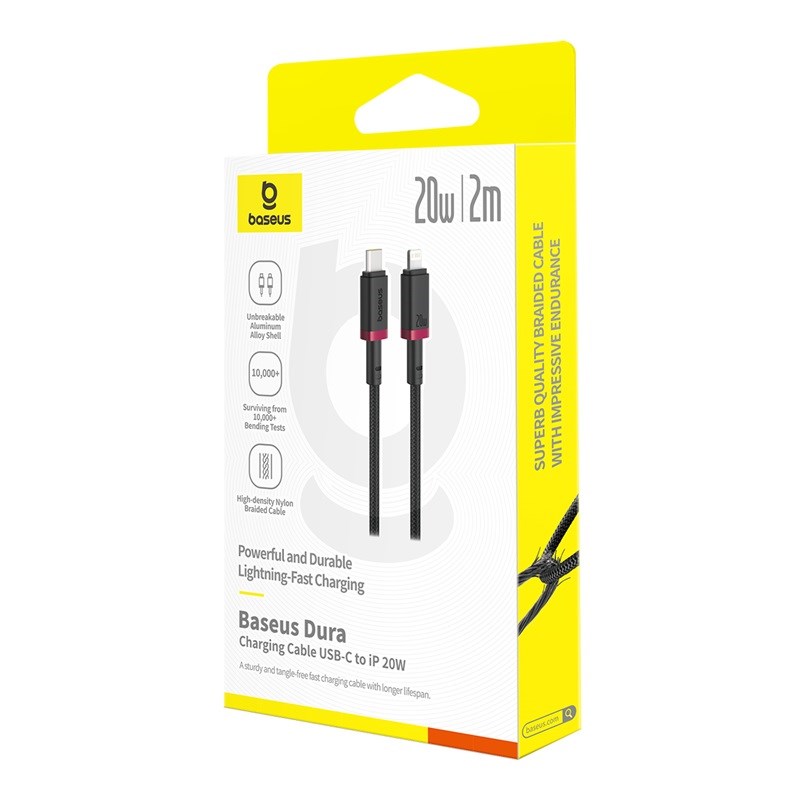 Baseus Dura Type C fast charging cable for iP 20 W 2 m Black, Red Baseus Dura Type C fast charging cable for iP 20 W 2 m Black, Red