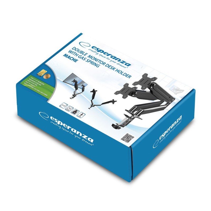 Esperanza ERW020 Gas desk mount for two monitors 17-27‘’ up to 6kg Esperanza ERW020 Gas desk mount for two monitors 17-27‘’ up to 6kg